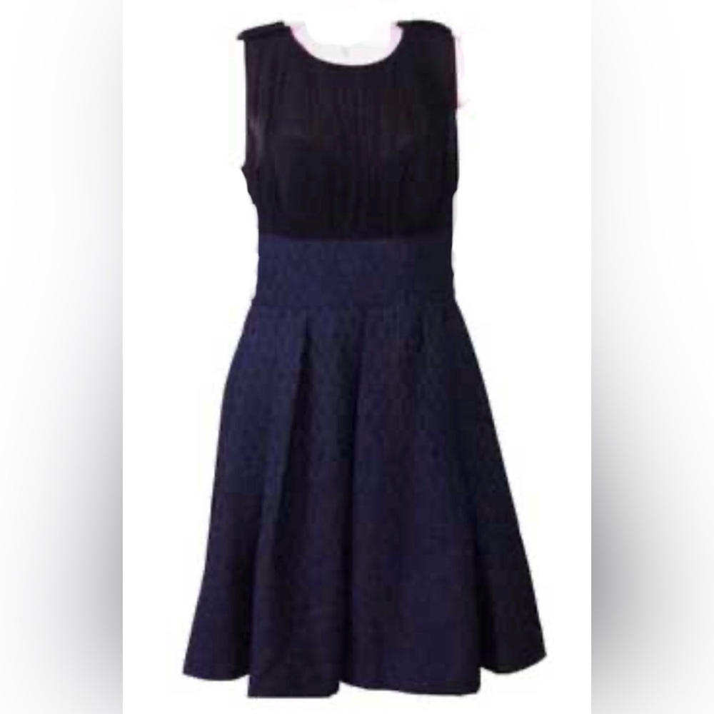 W118 by Walter BakerNavy Blue and Black  Sookie Sleeveless Sheer Top Dress